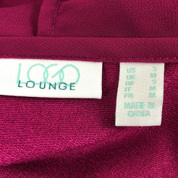 2/$30 LOGO LOUNGE by Lori Goldstein Cardigan Fuchsia Size Small Knit W/Chiffon - Picture 4 of 16